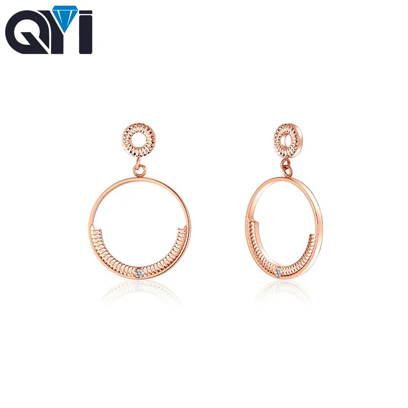 QYI 18 k золотые серьги для женщин натуральный бриллиант обручальные свадебные Au 750