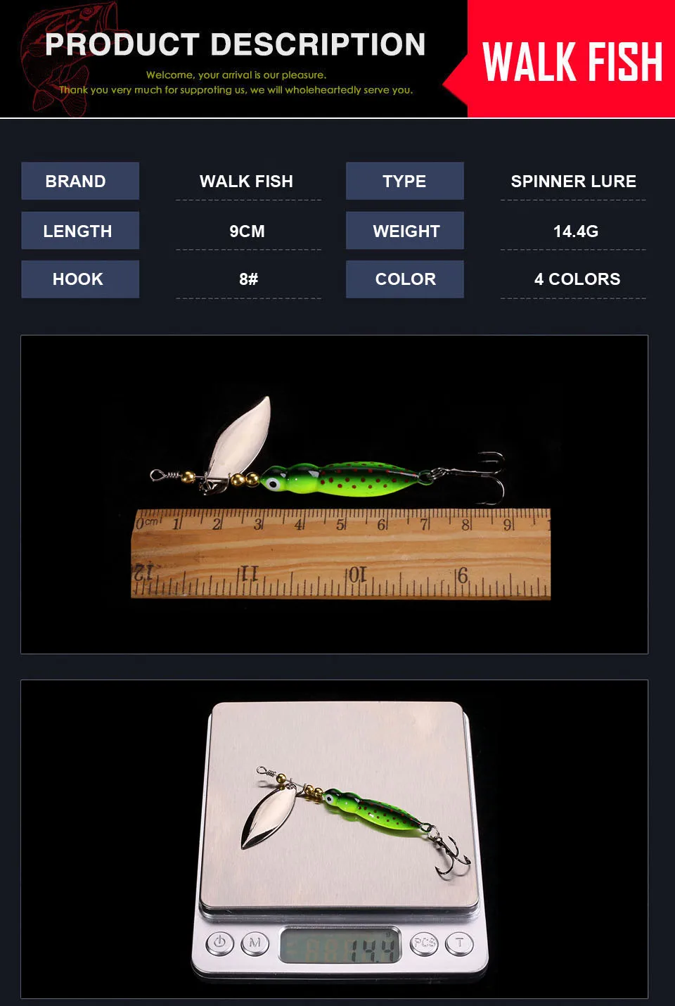 WALK FISH 1 шт. 9 см 14,4 г Спиннер приманки рыболовные приманки Спиннербейт форель металлическая ложка ива искусственная приманка Калтер рыболовные снасти