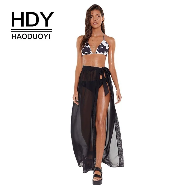Женская ассиметричная юбка HDY Haoduoyi черная розовая | одежда