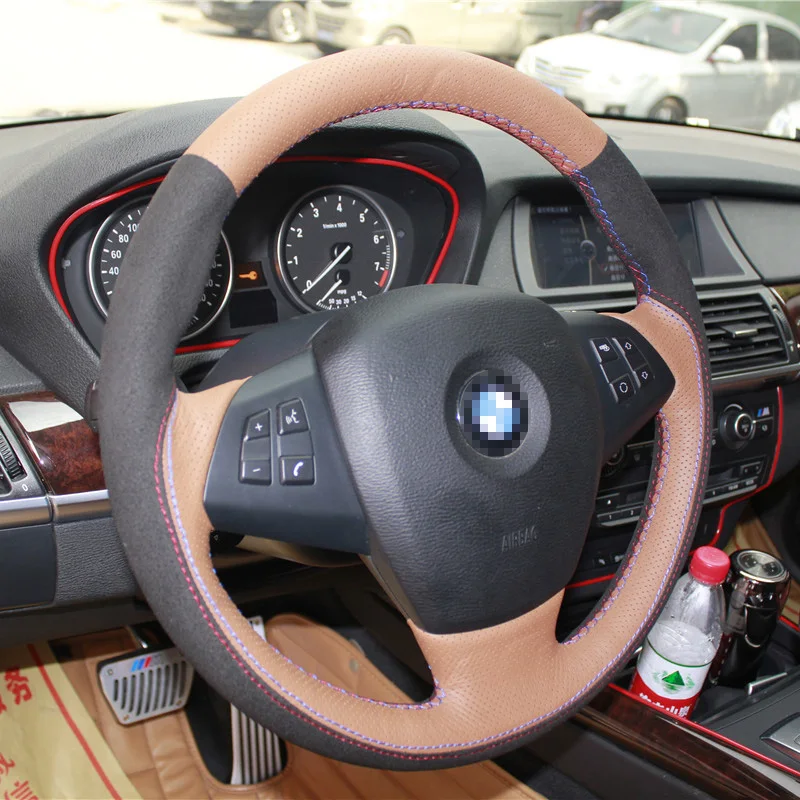 Авто-Стайлинг Новый Противоскользящий Swede кожаный чехол на рулевое колесо для BMW