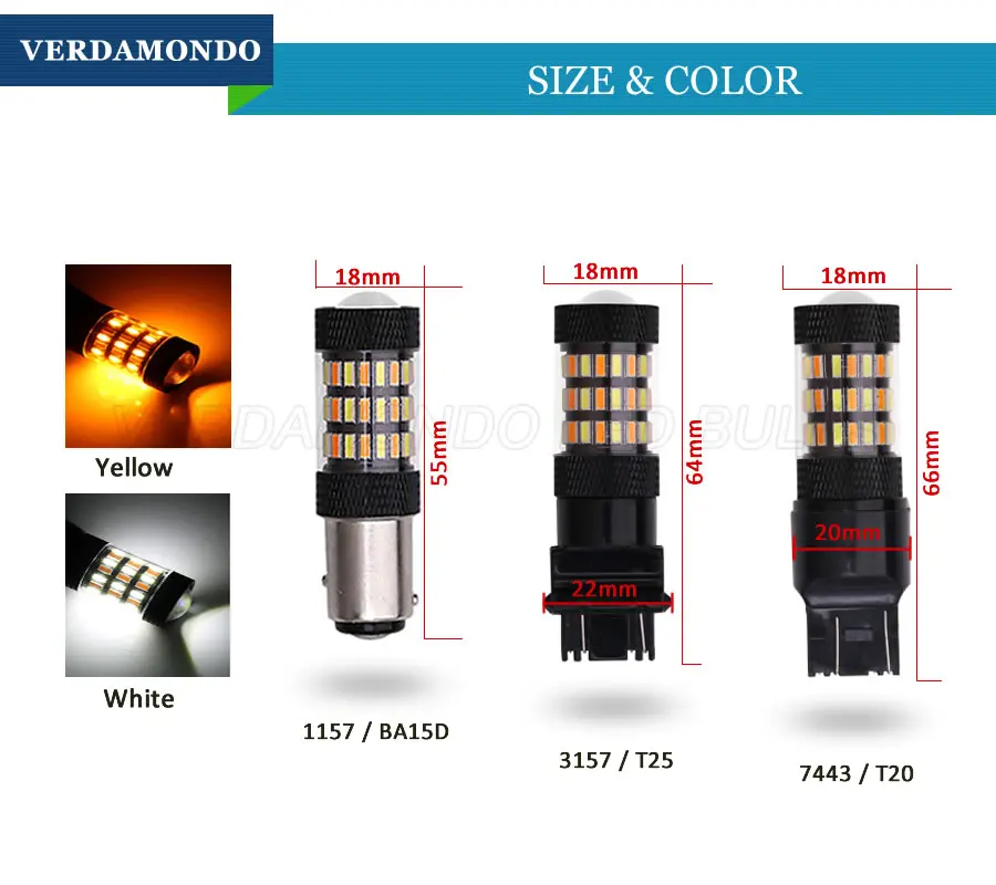 1157 BA15D 3157 T25 7443 T20 60 4014 SMD двойной цвет белый желтый Автомобильные светодиодные