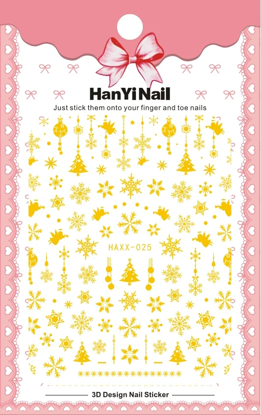 HX023-037, новинка, самоклеющиеся наклейки для ногтей, наклейки для ногтей, снежинка, зима, Рождество, маникюрные наклейки