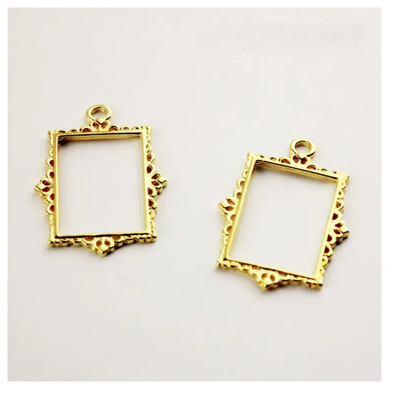 

5pcs Photo Frame Open Bezels Jewelry Pendant Accessories DIY Findings Handmade UV Resin Charms Hollow Decor Metal Frame Craft