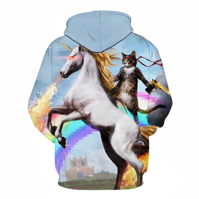

OneLineFox Unicorn Cat Printed Hoodies Men Women 3D Sweatshirts Hip Hop Pullover Casual Tracksuit Unisex Outwear With Pocket