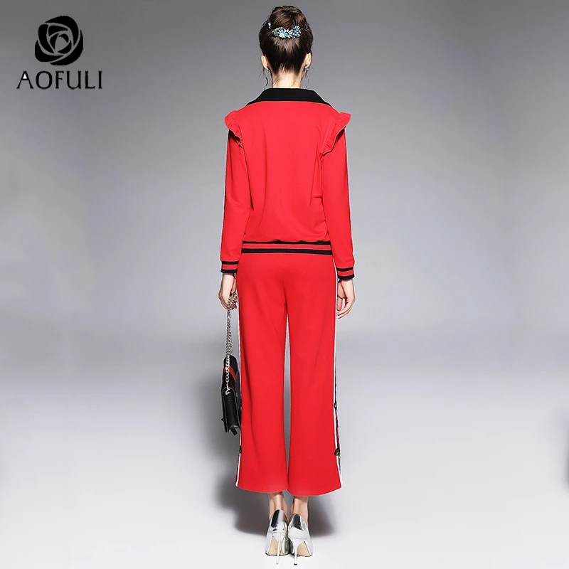 L/XL/XXL Женский комплект с цветочной вышивкой из 2 предметов костюм толстовкой