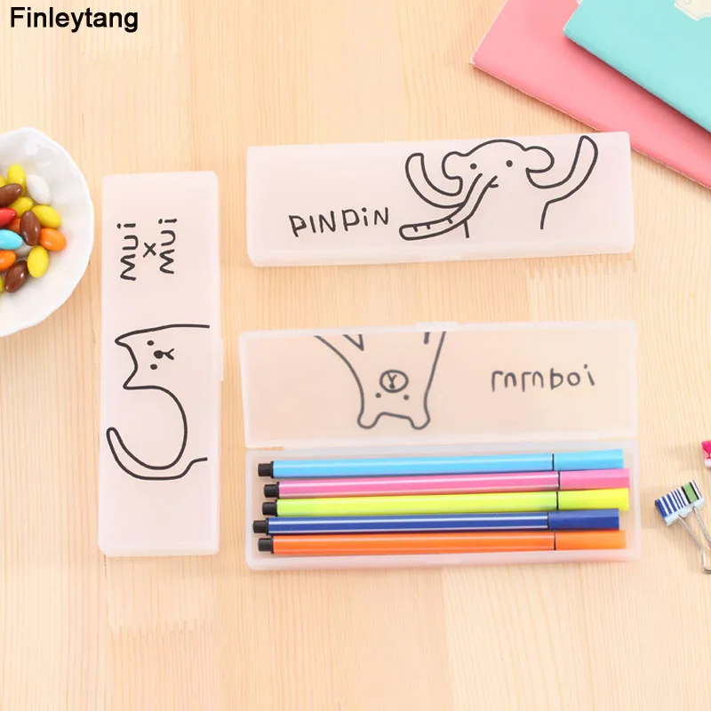 Милый пенал для кошек и собак с животными минималистичный полупрозрачный