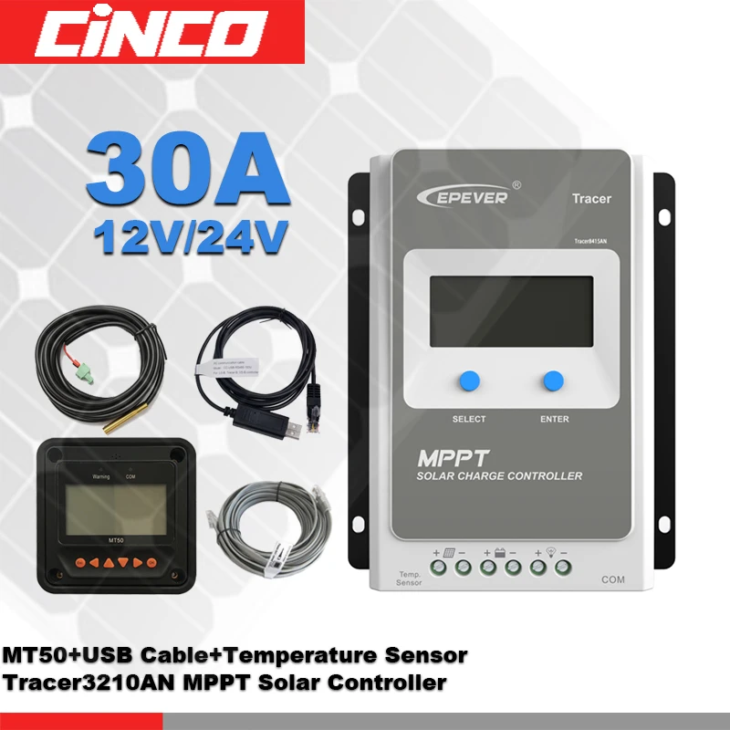 Контроллер заряда солнечной батареи Tracer3210AN 30 А 12 В/24 В MPPT с дистанционным