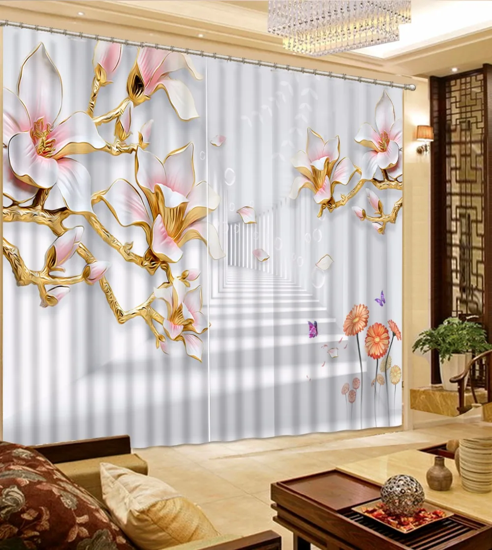 

Custom any size relief flower curtains modern home decor 3D Curtains Drapes For Bed room Blackout Shade Window 3d Curtains