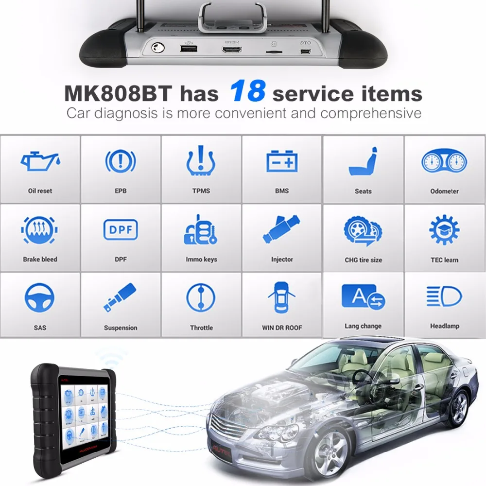 Autel MaxiCOM MK808 BT OBD2 автомобильный диагностический инструмент Автомобильный сканер