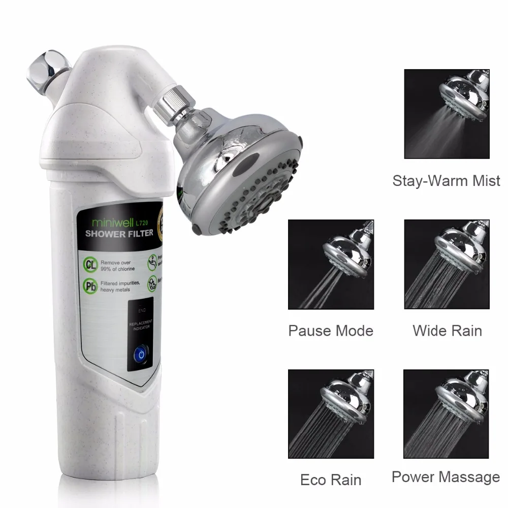 

Hot sale Miniwell 720 shower filter, remove chlorine, THM with carbon media