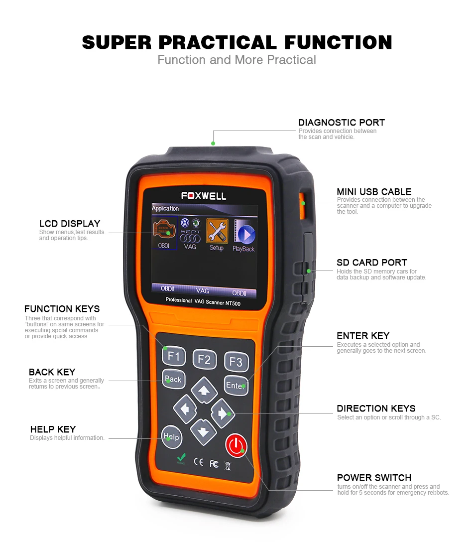 Foxwell NT500 VAG сканер диагностический инструмент OBDII всех систем включая двигатель