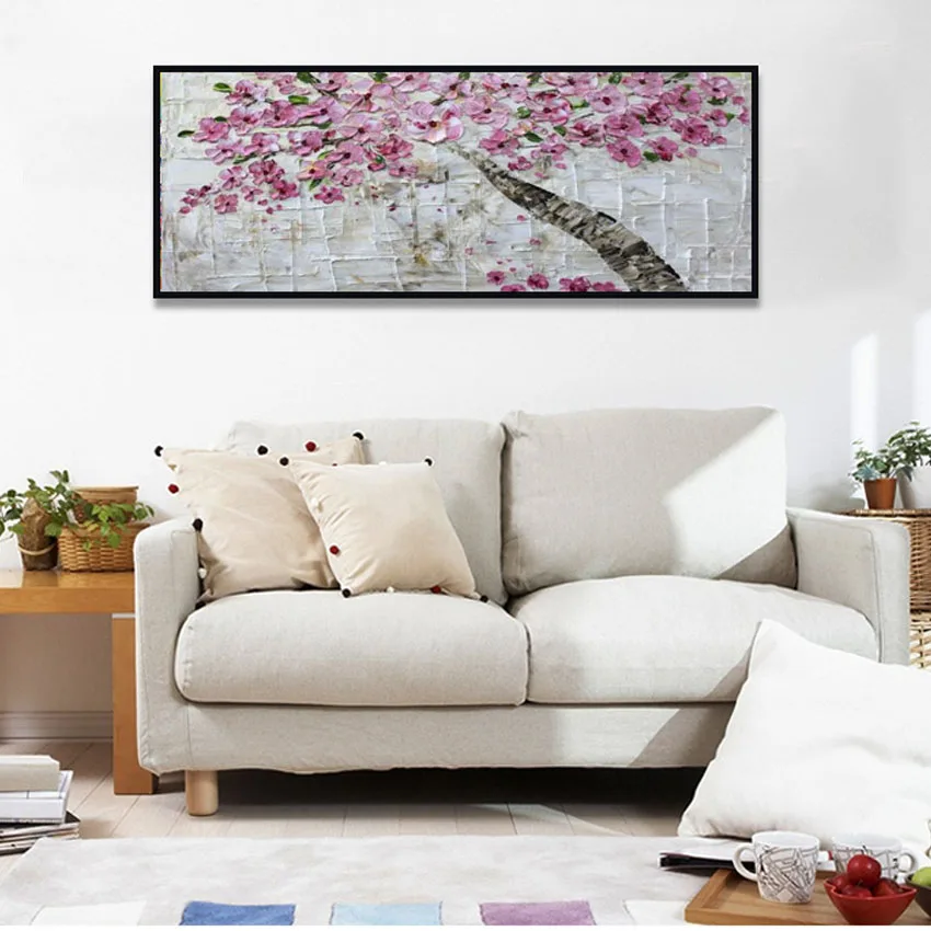 Настенный декор ручной работы абстрактный красивый розовый цветок сливы толстая