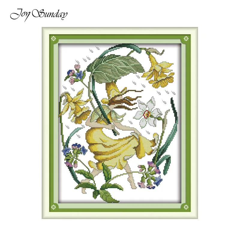 Joy Sunday Cross stitch Cartoon Cotton drawing Flower Faerie Cross stitch patterns DIY DMC Cross stitch Sets For Embroidery kits - Цвет: Cross Stitch-C525