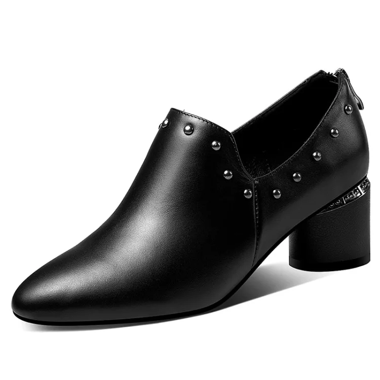 MLJUESE/женские туфли-лодочки из коровьей кожи Сезон осень-весна Черные женские
