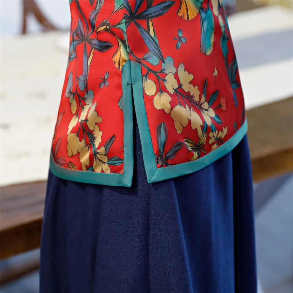 Шанхай история Китайский традиционный Топ цветочный Cheongsam топы китайская блузка Qipao рубашка с коротким рукавом Китайский Топ для женщин