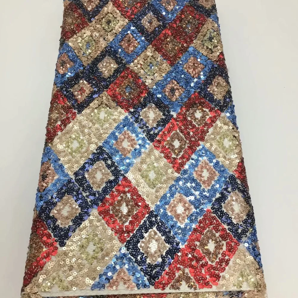 Индийская кружевная ткань расшитая золотыми блестками 2019 красная нигерийская