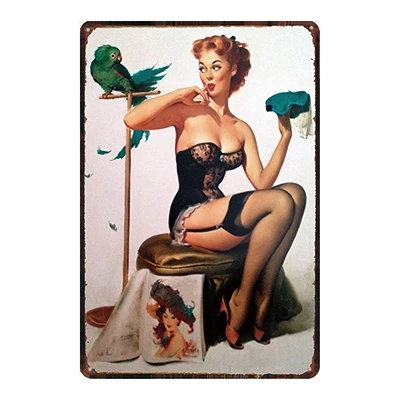 Pin Up Girl Оловянная металлическая табличка, металлическая винтажная настенная табличка для паба, кафе, магазина, домашний художественный декор, железный плакат, Куадрос, DU-2280 - Цвет: DU2286