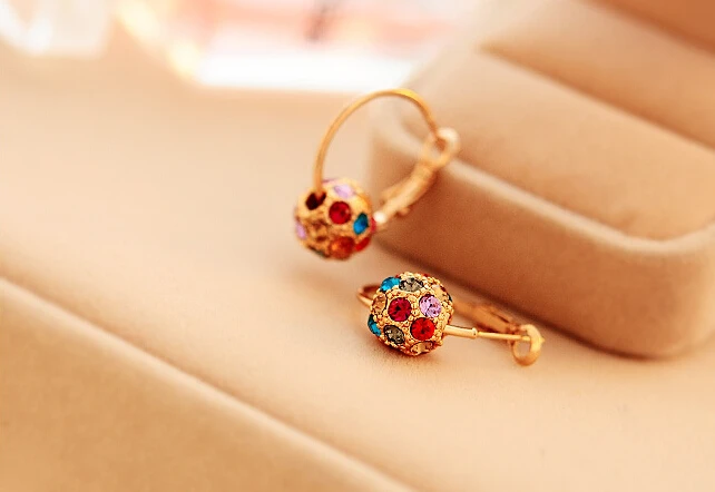 Женские серьги-кольца золотого цвета роскошные круглые серьги с цветными