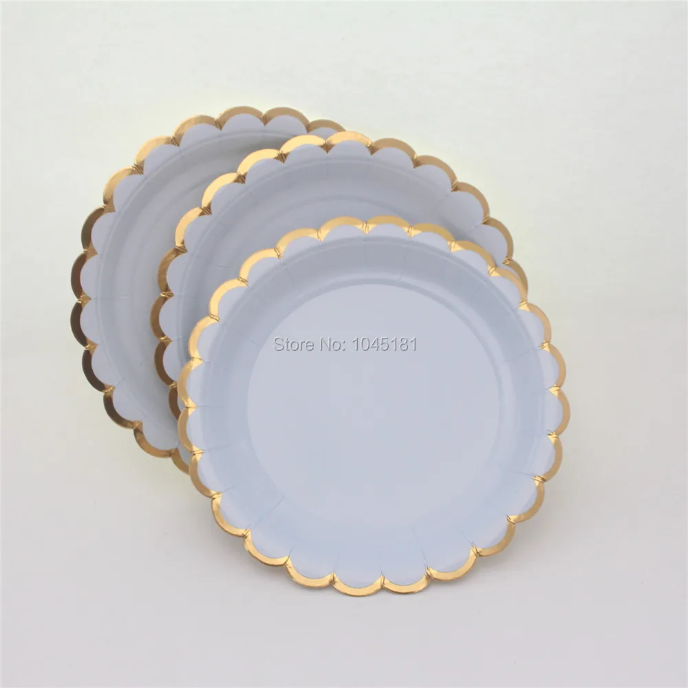 Однотонные бумажные тарелки для торта десерт конфеты маленькие розовые синие