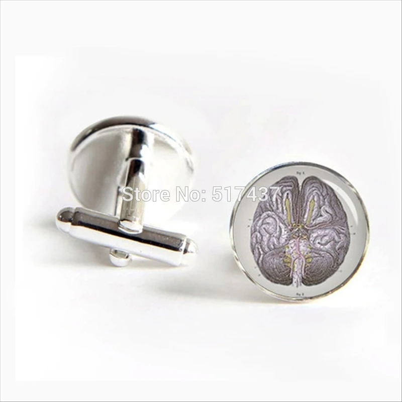 2017 оптовая продажа анатомические запонки из стекла для мозга модные мужские