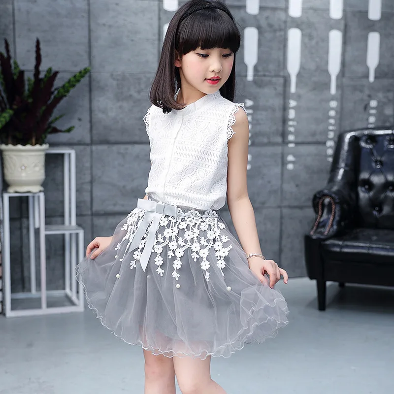 Летняя модная блузка без рукавов с кружевами в стиле пэчворк для девочек газовая