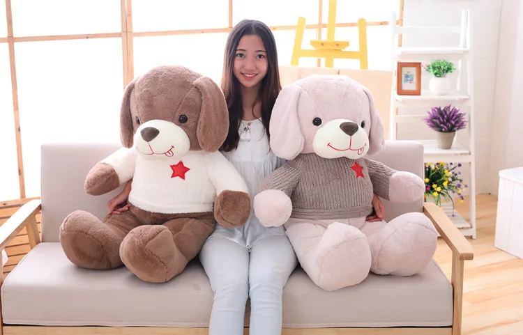 

cartoon dog plush toy huge 90cm lovely dog dressed sweater design soft doll hugging pillow Christmas gift s2340