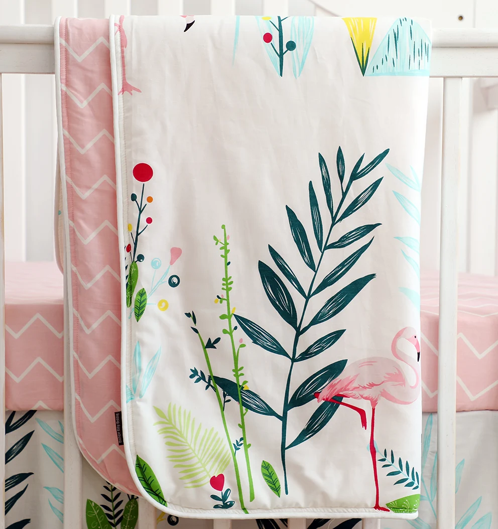 Sahaler Boho Baby Blanket Baby Newborn Swaddle Wrap Crib Comforter Quilt 34*42 inches(Flamingo)