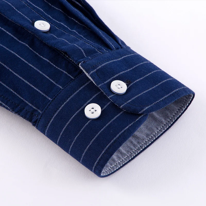 5XL Mens Striped dress Shirts Male work casual Shirt solid color plus size 100% cotton oxford plaid Men camisa masculina | Мужская