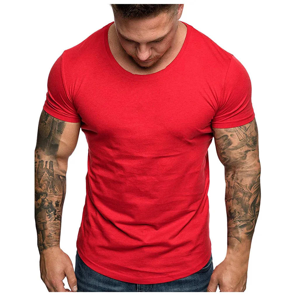 red 17 цветов футболка для мужчин летом прохладно Slim Fit Повседневное с О-образным вырезом короткий рукав Уличная футболка высоко качественные футболки мужская одежда - Цвет: red