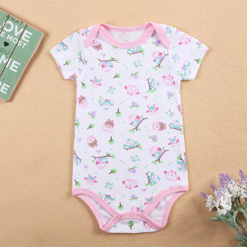 3 шт. детский хлопковый комбинезон с коротким рукавом и круглым вырезом|baby girl|3 pcs