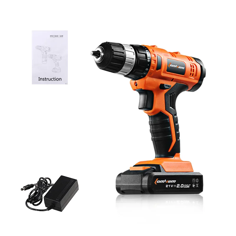21V One Battery LOMVUM 12 В/16,8 в/21 в Беспроводная перезаряжаемая литиевая батарея, электрическая отвертка, мини-набор сверл, винт с светодиодный светильник 3600 - Цвет: 21V One Battery