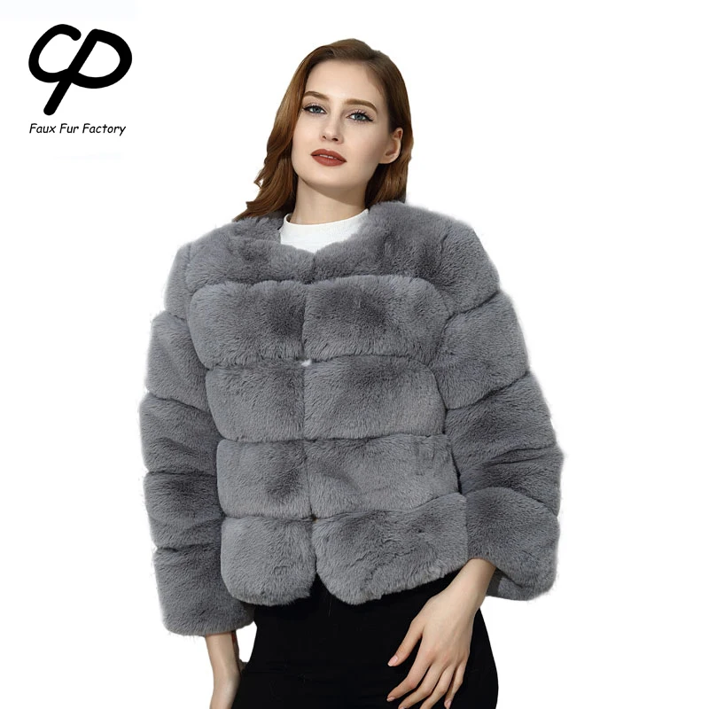 CP искусственный мех завод Мягкий Кролик пальто женские зимние теплые