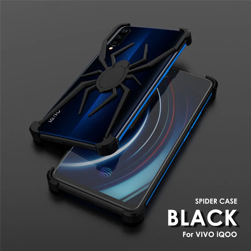 Black R-JUST для VIVO IQOO Роскошный Алюминиевый металлический бампер чехол крутой противоударный защитный чехол для VIVO iQOO - Цвет: Black