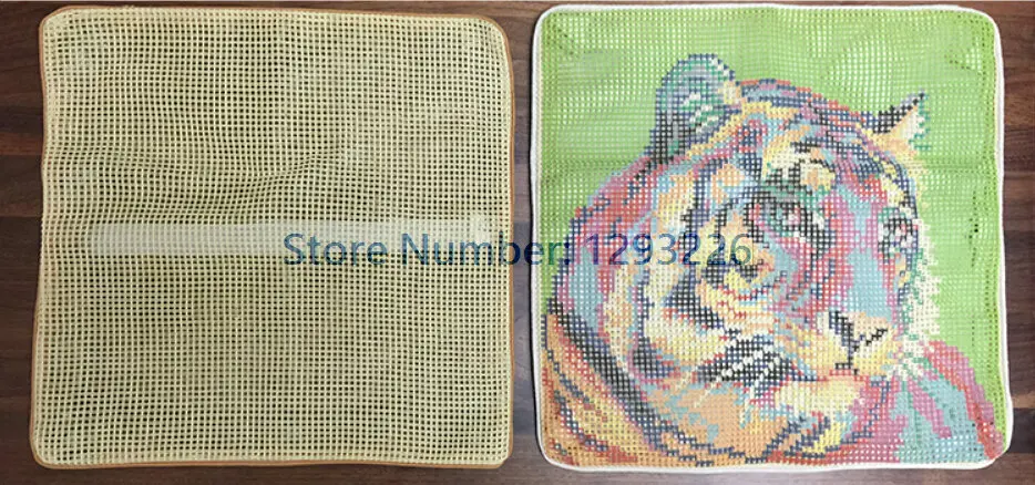 Jumping Tiger DIY Yarn Embroidery Cross Stitch Kit Cushion Pillowcase set Needlework Set Home Decoration Gift | Дом и сад