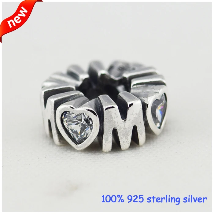 Подходит для браслетов Pandora Mum Spacer серебряные бусы с фианитом Летний стиль 925