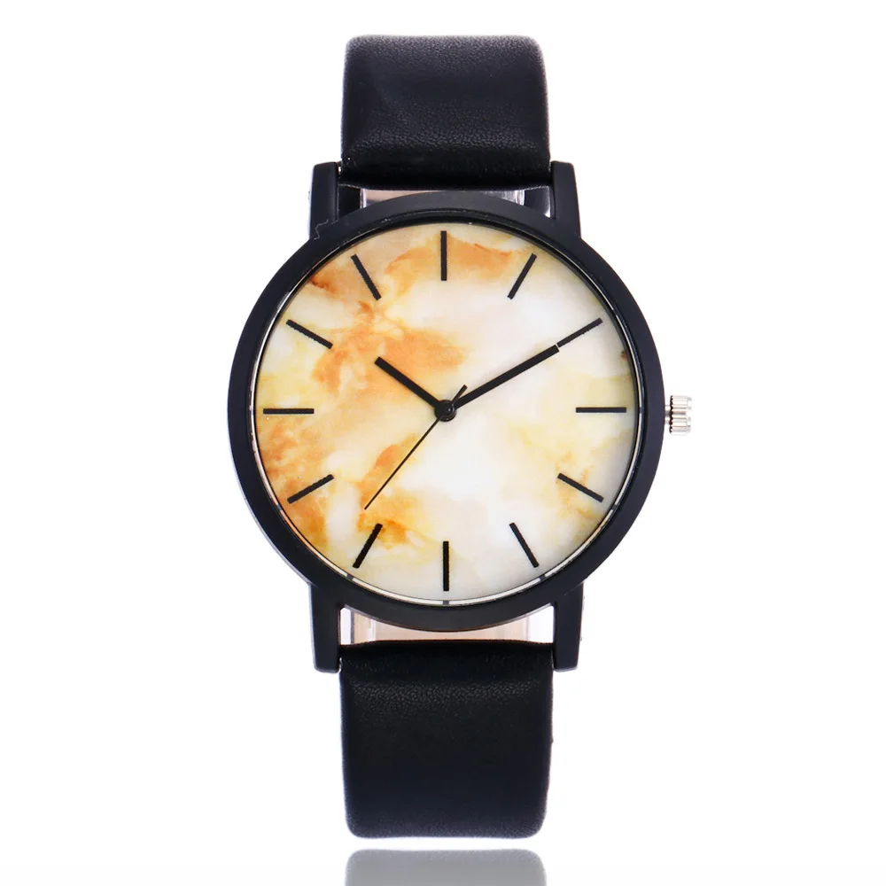 Женские кварцевые часы Leahter Marble Line модные повседневные с ремешком подарок|gift