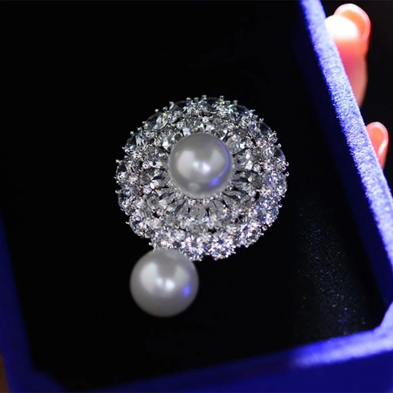 Manwii Винтаж брошь круглый декор жемчуг Циркон Броши Для Свадебные букеты эмаль