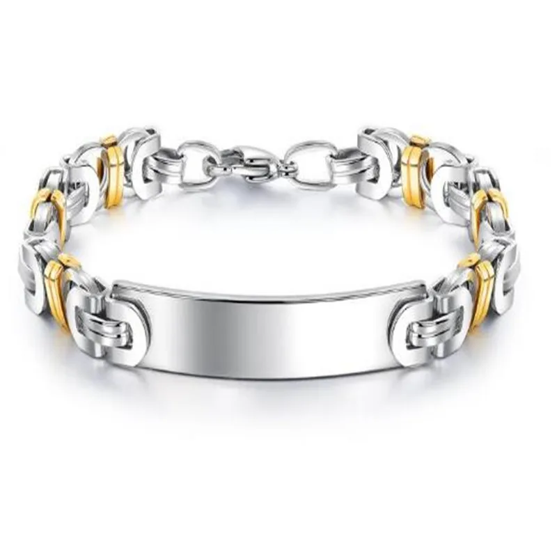 

Stainless Steel Men's Bracelet Byzantine Glossy Bracelet Hip-hop fashion jewelry 8.8mm wide