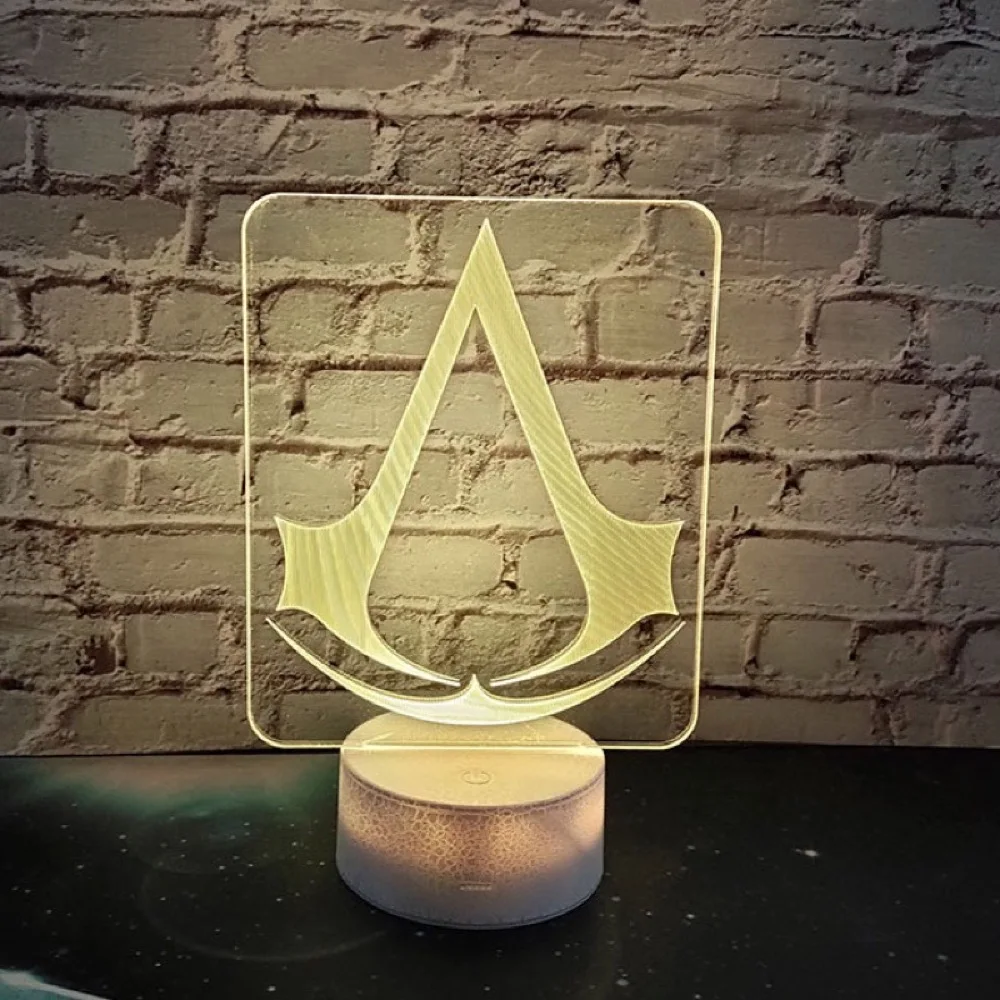 3d светодиодный Ночной светильник с логотипом игры Assassins Creed, Ночной светильник, подарок для детей, декор для спальни, меняющий цвет, для детского кабинета, 3d лампа