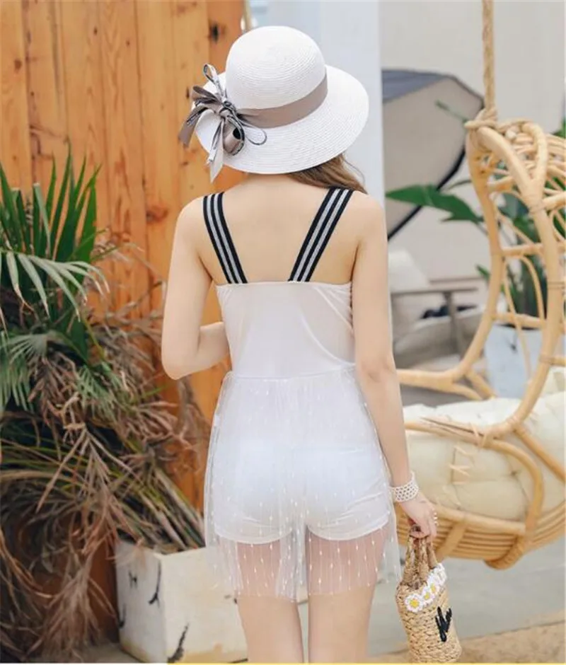 Цельный купальный костюм Женская милая газовая Купальная юбка корейское бикини