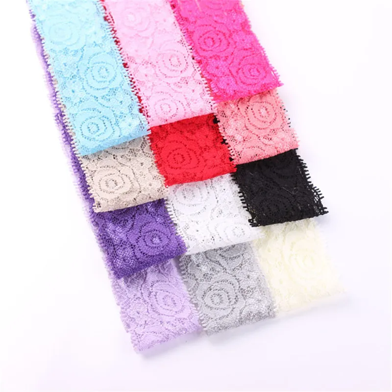 10pcs Lace Knitted Hairband ribbon hollowed elastic lace band in floral pattern soft Headband DIY Accessories Fashion Head wrap | Мать и
