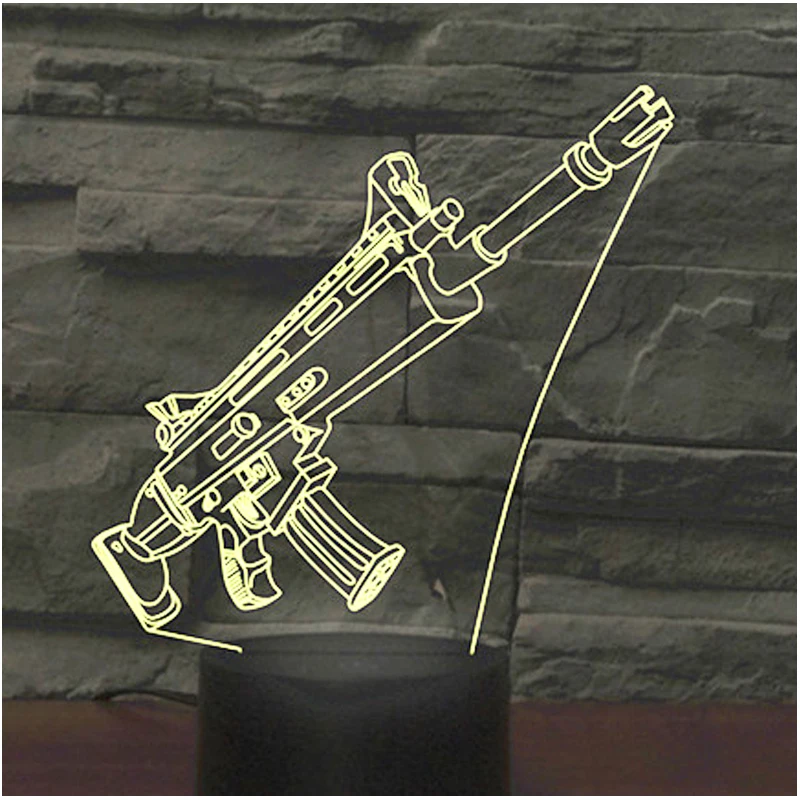 

3D LED Night Light Gun Come with 7 Colors Light for Home Decoration Lamp Amazing Visualization Optical Illusion Awesome