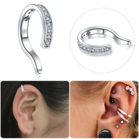 1pc copper cz gem cartilage punk ear cuff clip on earrings piercing non piercing wrap clip fake ear piercings sexy women jewelry