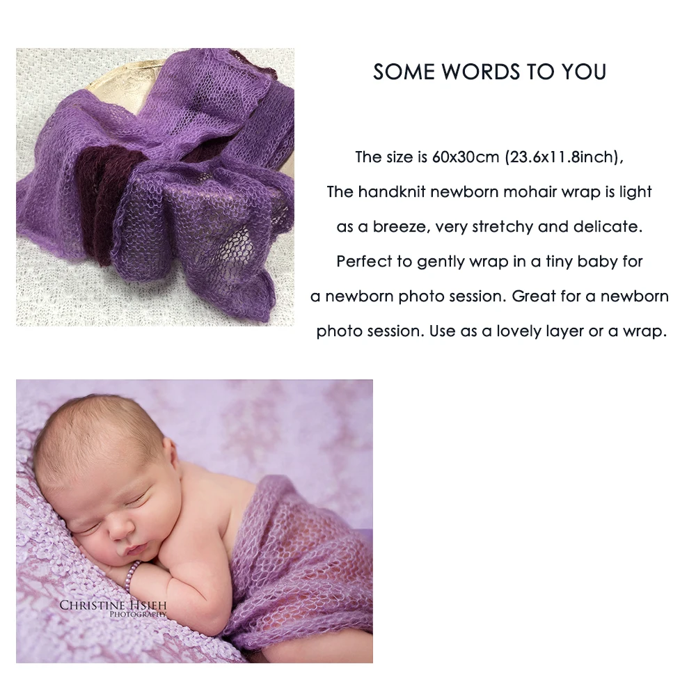 D & J 3 шт. в упаковке фиолетовый эластичный мохеровый ободок для новорожденных