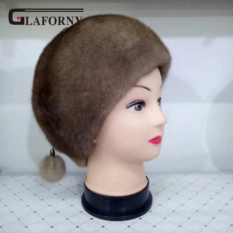 Glaforny 2018 New Arrival Genuine Mink Fur Hats with Ball Whole Berets Women Fashion Caps | Аксессуары для одежды