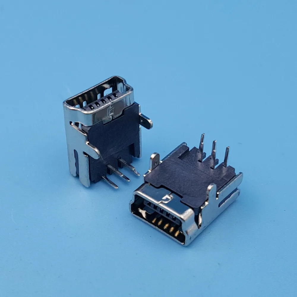 100 шт. мини USB Тип B 5Pin DIP правый угол 2 ножки гнездо PCB крепление припоя Разъем|connector