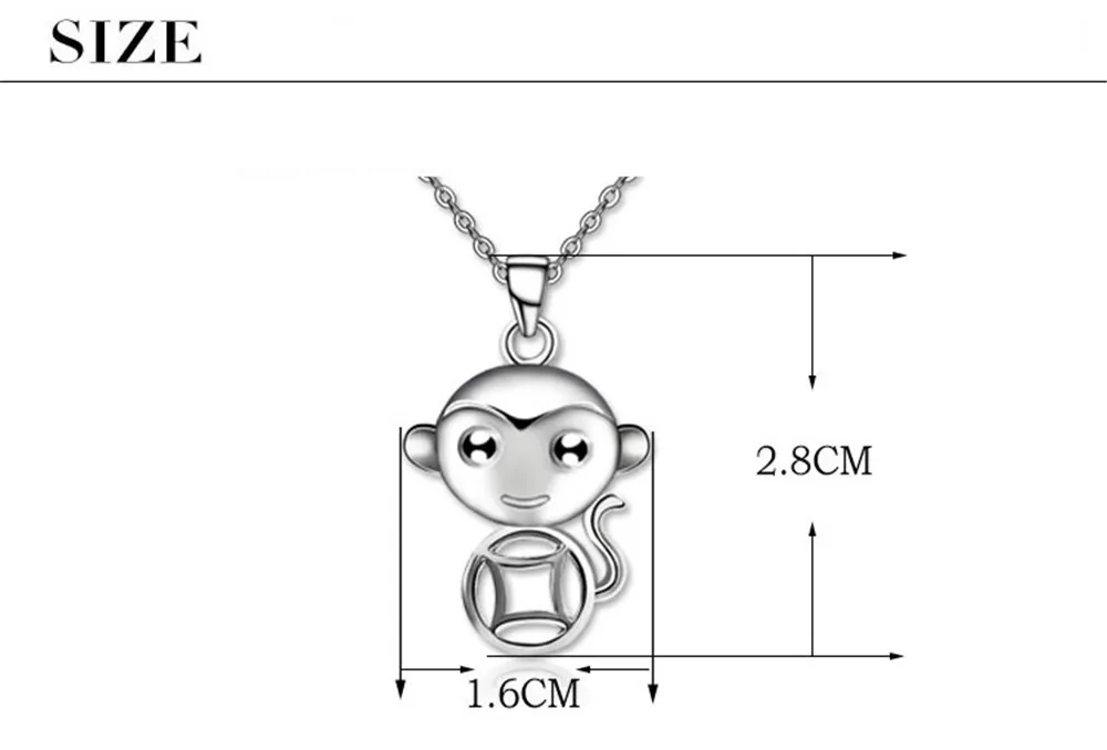 Фото 100% Silver 925 Jewelry Sterling Necklace for Women Cute Coin Monkey Pendant girls Украшения и аксессуары 100% Silver 925 Jewelry Sterling Necklace for Women Cute Coin Monkey Pendant girls Украшения и аксессуары