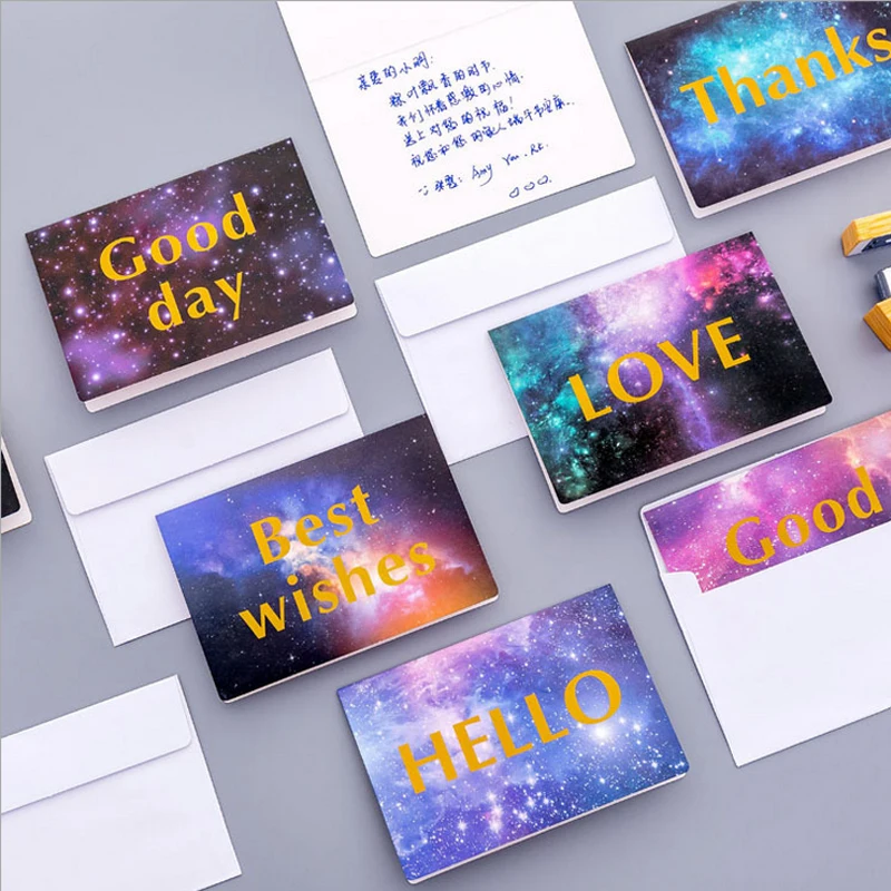 Starry sky English blessing postcard greeting card christmas birthday gift cards |