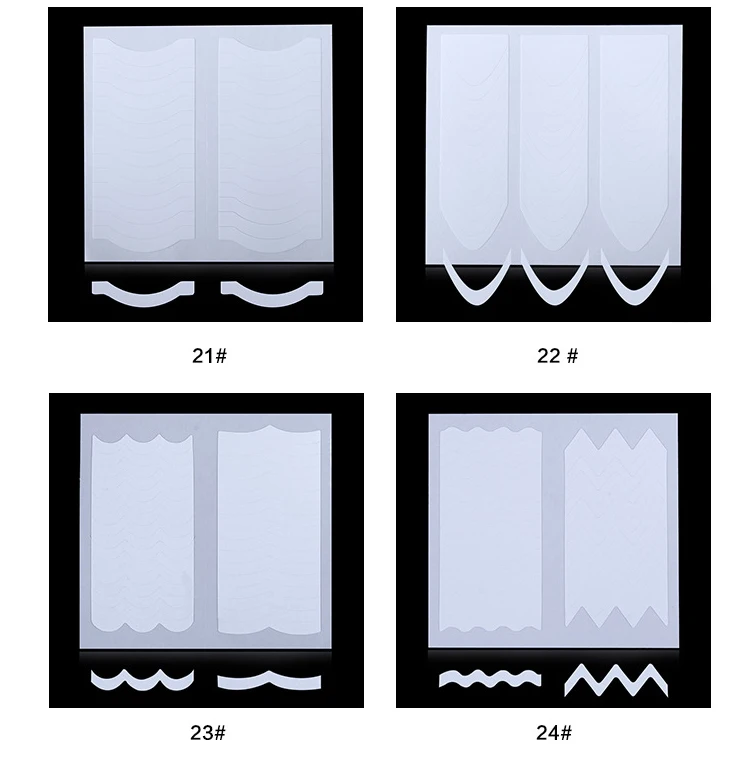 24 шт./компл. наклейки для дизайна ногтей s 3D наклейки для маникюра ногти советы из трафареты для французского маникюра DIY наклейки полые трафареты французские украшения для ногтей