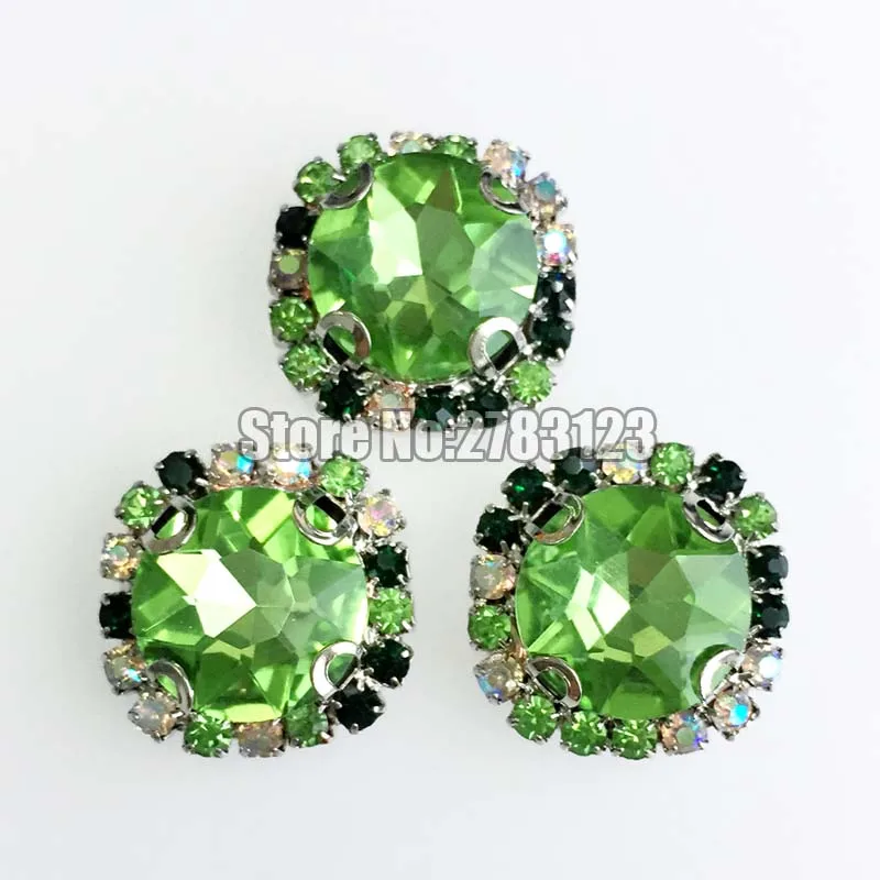 Бесплатная доставка 12 мм Зеленая Цепь AB + зеленые стразы Хрустальное стекло для